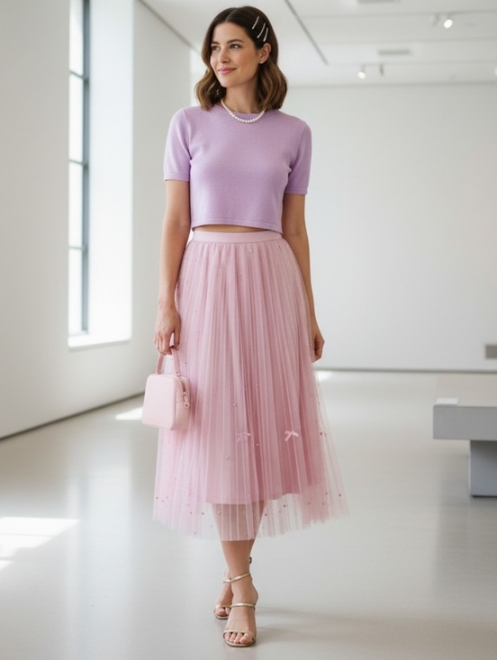 Soho Apparel Dresses & Skirts - NEW- Soho Apparel - Elegant Pink Skirt with Bow Accents
